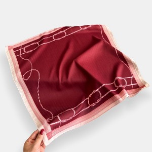 Anna-Kaci Women's Satin Square Scarf with Rope Chain Border Print 27x27in - 1 of 4