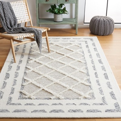 Luxurious Casablanca Square Gray Wool 6' Shag Area Rug