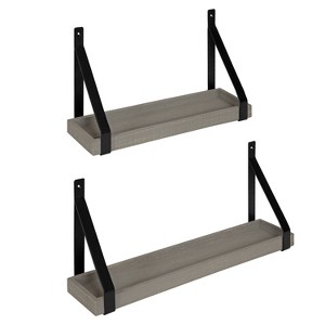 2pc Sudbury Wood and Metal Wall Shelf Set - Kate & Laurel All Things Decor - 1 of 4