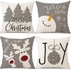 Velvet Christmas Pillow Covers 18x18 Set of 4 Christmas Decorations Snowman Deer Tree - 4 of 4