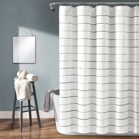Ombre Striped Yarn Dyed Cotton Shower, Striped Bathroom Curtains