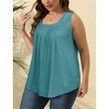 Women's Tank Tops Loose Fit Pleated Square Neck Sleeveless Tops Shirts Curved Hem Summer Outfit - 4 of 4