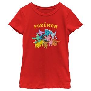 Girl's Pokemon Colorful Eeveelutions Animals T-Shirt - 1 of 4