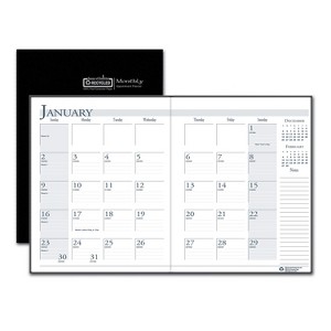 Recycled Ruled 14-Month Planner with Leatherette Cover, 10 x 7, Black Cover, 14-Month: Dec 2025 to Jan 2027 - 1 of 4