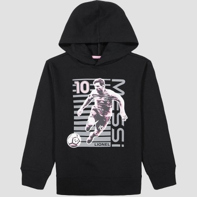 Boys' Messi Graphic Hooded Pullover Sweatshirt - Black