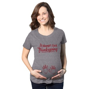 Maternity Bump's First Thanksgiving T Shirt Cute Funny Turkey Day Pregnancy Tee - Crazy Dog Maternity T Shirt - 1 of 4