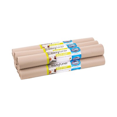 Duck Solid Grip EasyLiner Non Adhesive Shelf Liner with Clorox, 6 pk, 20" x 6' Taupe