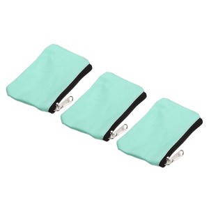 Unique Bargains Canvas Portable Change Coin Purse Pouch with Zipper 3 Pcs - 1 of 4