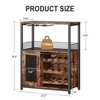 3-Tier Wine Bar Cabinet w/Detachable Rack - Buffet Storage w/Glass Holder & Mesh Door - 3 of 4
