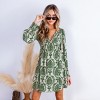 Women's Emerald/Sapphire Damask Print Long Sleeve Mini Swing Dress - Cupshe - 2 of 4