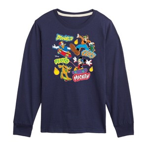 Boys' - Disney - Mickey Goofy Pluto Donald Skate Crew Long Sleeve Graphic T-Shirt - 1 of 4