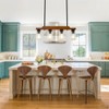 BAOURE 3-Light Farmhouse Wood Chandelier - 19.69" Rustic Rectangular Pendant Light - Black with Seed Glass Shades for Kitchen Islands & Dining - 2 of 4