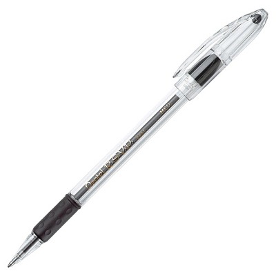 Pentel R.S.V.P. RT Retractable Ballpoint Pens Medium Point 1.0 mm 61percent  Recycled Transparent Black Barrel Black Ink Pack Of 12 Pens - Office Depot