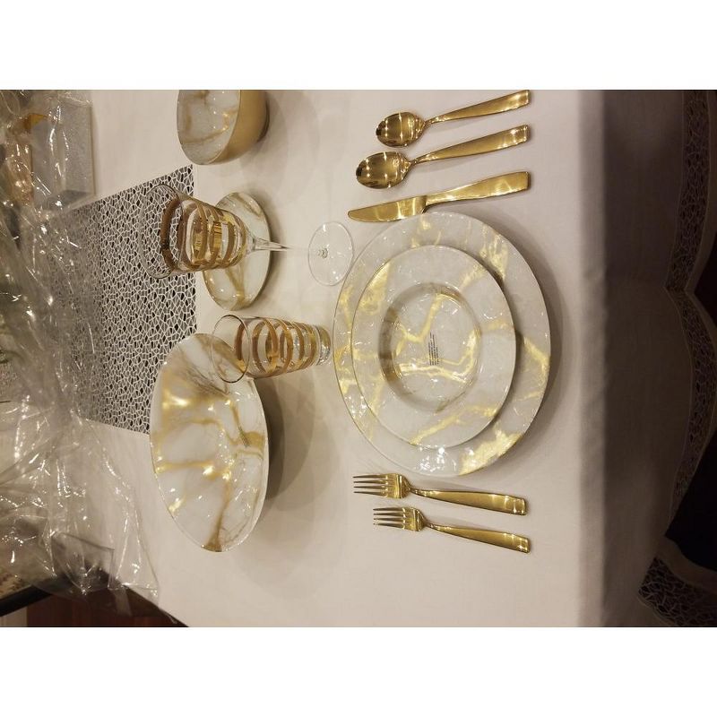 Classic Touch Set of 4 Gold-White Marble Plates - 8.25"D, 2 of 4