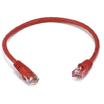 Monoprice Cat6 Ethernet Patch Cable - 1 Feet - Red | Network Internet Cord - RJ45, Stranded, 550Mhz, UTP, Pure Bare Copper Wire, 24AWG