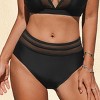 Women's Chic High-Waisted Bikini Bottom with Mesh Detail - Cupshe - 4 of 4