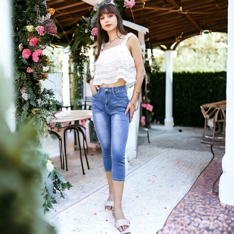 Anna-Kaci Women's Slim Fit Capris Boyfriend Jeans, 5 of 6