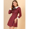 INSPIRE CHIC Women's Peter Pan Collar Fit and Flare Mini Plaid Tartan A Line Dresses - 2 of 4