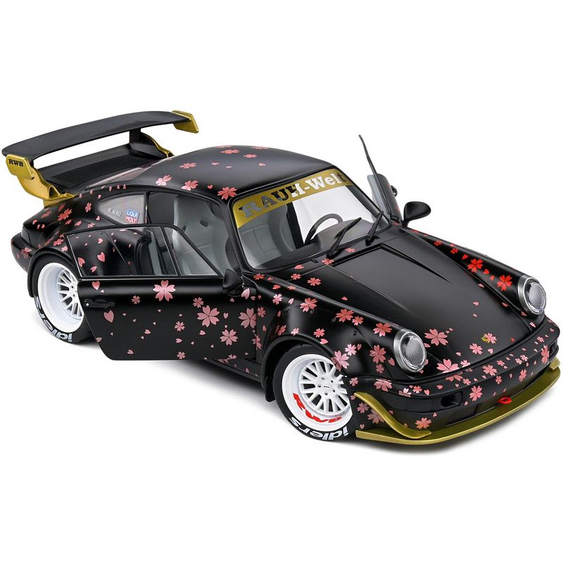 2021 RWB Aoki Matt Black with Cherry Blossom Graphics "Rauh WeltBegriff" 1/18 Diecast Model Car by Solido, 2 of 6