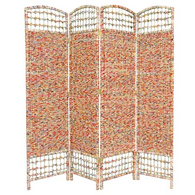 5 1/2 ft. Tall Recycled Magazine Room Divider 3 Panels - Oriental Furniture