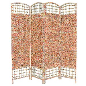 5 1/2 ft. Tall Recycled Magazine Room Divider 3 Panels - Oriental Furniture: Folding Privacy Screen, No Shelves - 1 of 3