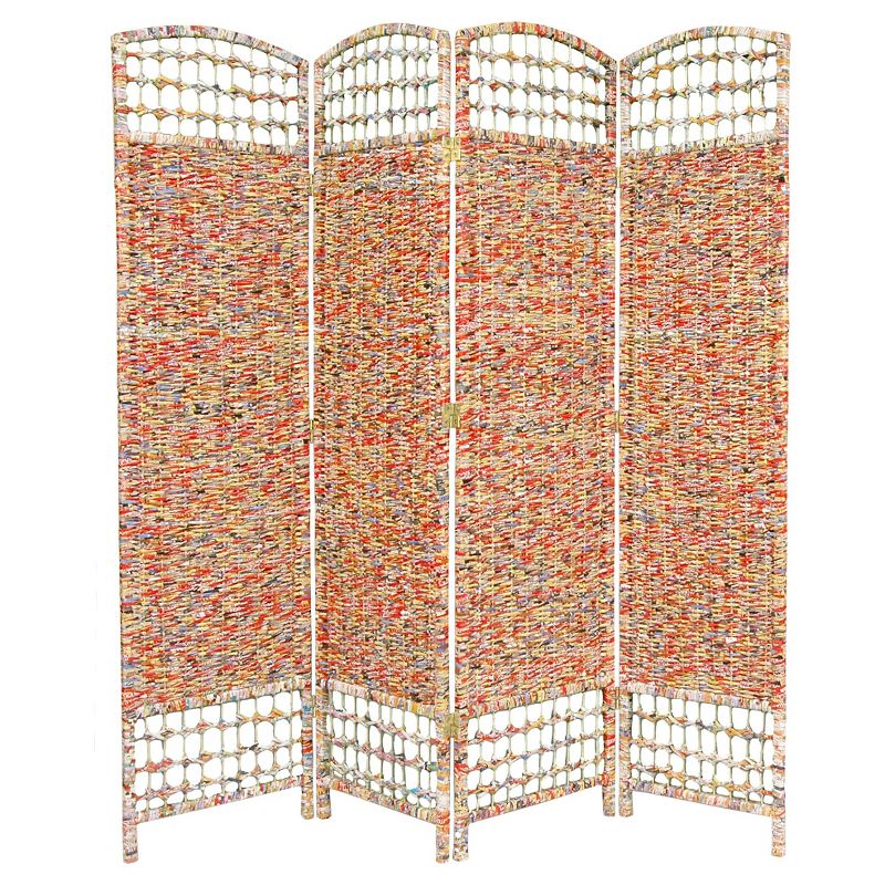 5 1/2 ft. Tall Recycled Magazine Room Divider 3 Panels - Oriental Furniture, 1 of 6