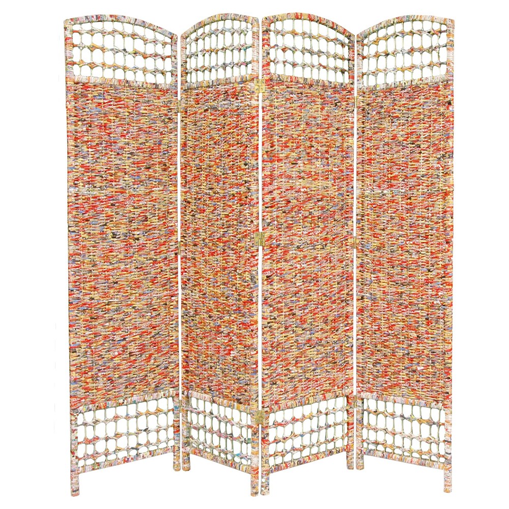 Photos - Other Furniture 5 1/2 ft. Tall Recycled Magazine Room Divider 4 Panels - Oriental Furnitur