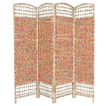 5 1/2 ft. Tall Recycled Magazine Room Divider 4 Panels - Oriental Furniture