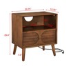 BEAFUP Mid Century Fluted Nightstand with Charging Station USB Ports & Outlet Hole & 4 Wood Legs, Farmhouse Table with Open Space and Drawer, Walnut - 3 of 4