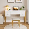 Small Vanity Desk with Flip Top Mirror LED Lights, Makeup Vanity Table Set with 5 Drawers, Adjustable Lighting Modes and Cushioned Chairfor Bedroom - 2 of 4