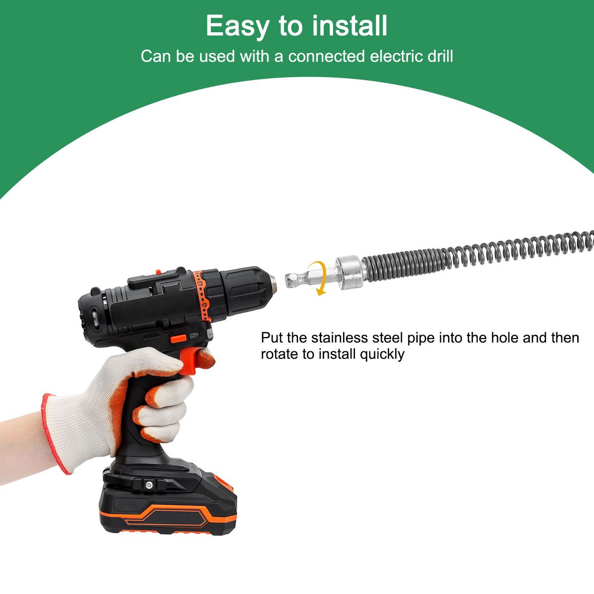 Unique Bargains Spring Cable with Electric Drill Connector Kitchen Toilet Drain Augers - thumbnail 4