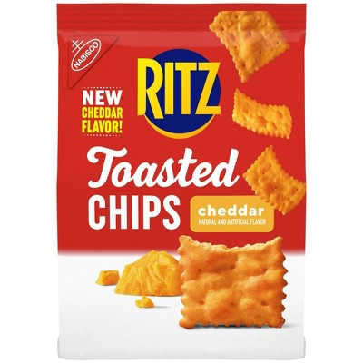 RITZ Toasted Chips Cheddar Crackers, Party Snacks, 8.1 oz, Pack of 4