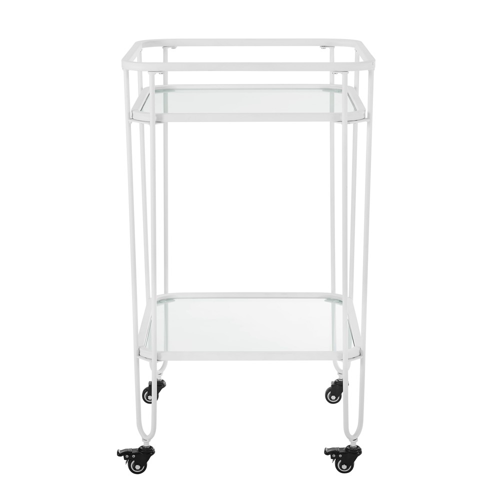 Versatile Two Tiered Metal and Glass Serving Cart with Wheels  - Saracina Home