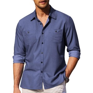 COOFANDY Mens Casual Button Down Shirts Long Sleeve Wrinkle Free Untucked Dress Shirts - 1 of 4