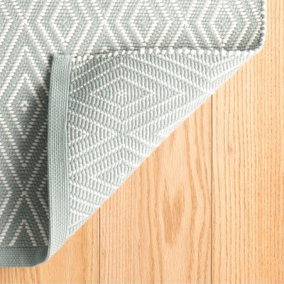 Diamond Light Blue/Ivory Handwoven Indoor/Outdoor Runner Rug