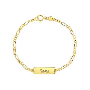 Girls' ID Figaro Bracelet 14k Gold - In Season Jewelry - 1 of 4