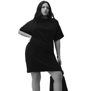 ELOQUII Elements Women's Plus Size Mini Dolman Tee Dress - 1 of 2