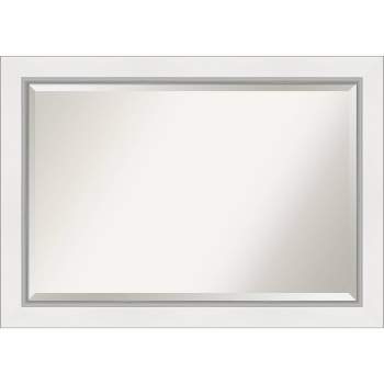 42" x 30" Eva White Framed Wall Mirror Silver - Amanti Art