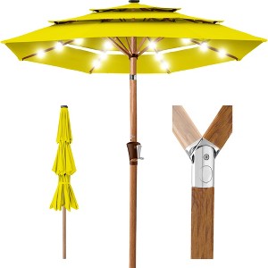 Best Choice Products Woodgrain Pattern 10ft 3-Tier Solar Patio Umbrella w/ 24 LED Lights, Tilt - 1 of 4
