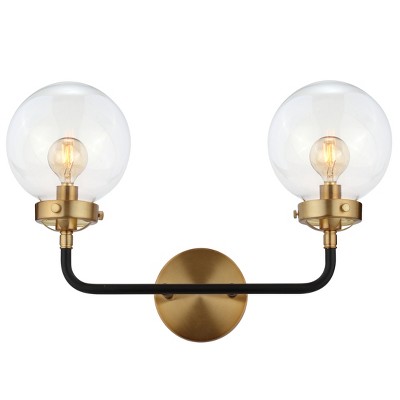 Caleb Transitional 18" Black and Brass LED Wall Sconce