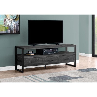 Contemporary Black TV Stand with 3 Drawers and Open Shelf