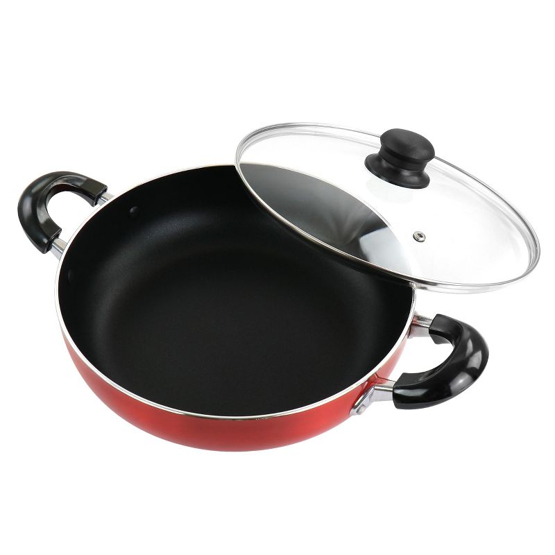 Better Chef 10 Inch Red Aluminum Deep Frying Pan with Glass Lid, 5 of 11
