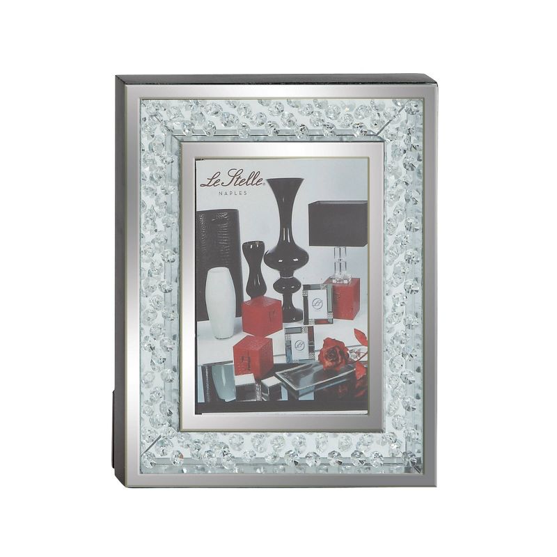 5&#34; x 7&#34; Glass Mirrored Photo Frame with floating Crystals Silver - Olivia &#38; May, 1 of 5