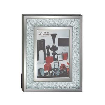 5" x 7" Glass Mirrored Photo Frame with floating Crystals Silver - Olivia & May