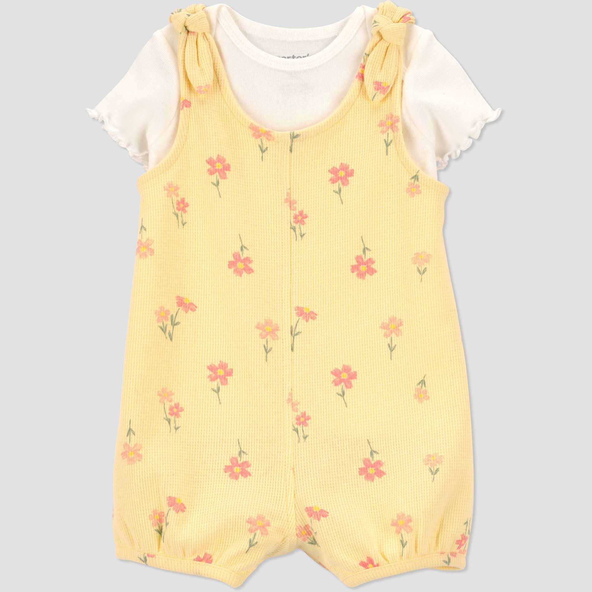 Carter's Just One You® Baby Girls' 2pc Floral Overalls Set - Yellow 3M