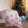 Lomsoe Christmas Throw Blanket Country Rustic Pink & White Design Soft Flannel Throw Blanket for Couch Bed Sofa. - 3 of 4