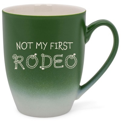 100 North Rope Design 10 Ounce Green and White Two Toned Ombre, Comfortably Fits Your Hands, Ceramic Tea Coffee Cup Mug, Not My First Rodeo