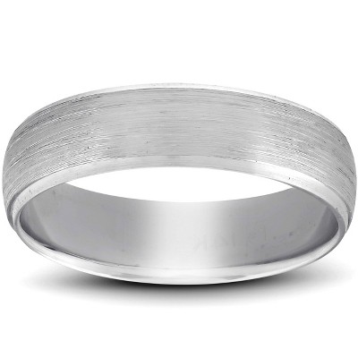 Pompeii3 Beveled & Brushed Wedding Band 14K White Gold