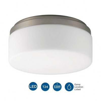 Progress Lighting Maier 1-Light LED Flush Mount, Brushed Nickel, Etched White Opal Acrylic