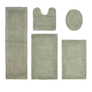 Edge Bath Rug 100% Premium Cotton Ultra-Soft Water Absorbent Tufted Solid Reversible 5 Piece Bathroom Rug Set for Machine Washable Bathmat - 1 of 4